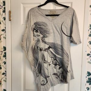 Disney Couture- Grey Graphic V-Neck Women's Top